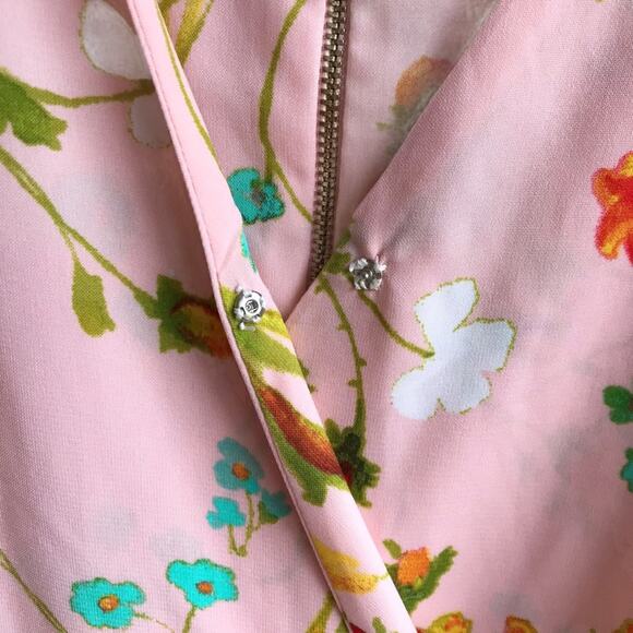 Copper Key Floral Print Romper Size S Faux Wrap Short Flutter Sleeves Outfit - Picture 7 of 12